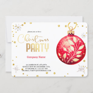 Invitation Élégant décor magique de Noël rouge