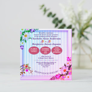 Invitation Élégant dégradé rose et vert Mariage floral