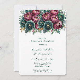 Invitation Élégant Déjeuner de Bridesmaids Emerald Peony de B