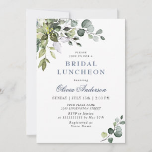 Invitation Élégant déjeuner nuptial Eucalyptus Green