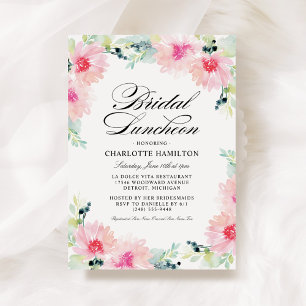 Invitation Élégant déjeuner nuptial rose floral