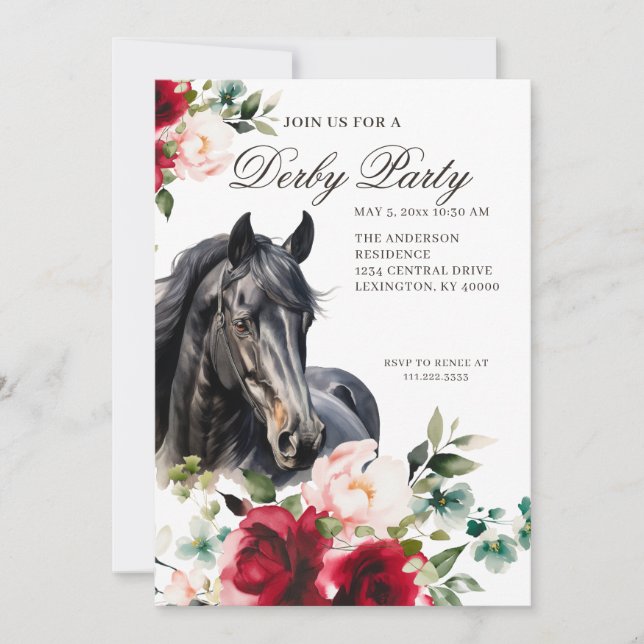 Invitation Elegant Derby Party  (Devant)