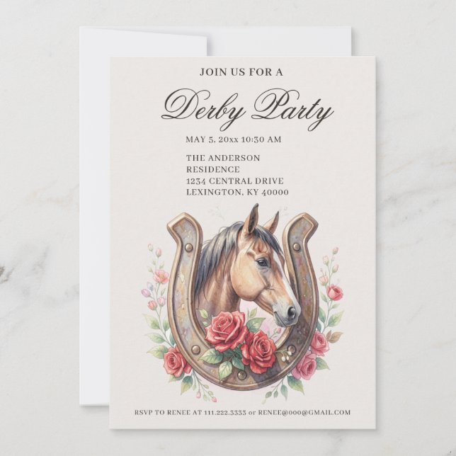 Invitation Elegant Derby Party  (Devant)