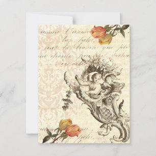 Invitation Elégant design baroque Vintage cupide et damassé
