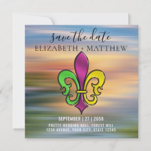 Invitation Élégant design coloré Fleur De Lis