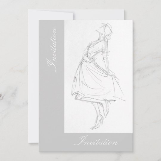 Invitation Elegant Dessin Au Crayon De Femme En Robe Zazzle Fr