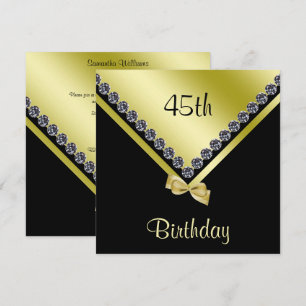 Invitation Élégant diamant brillant et bow or 45e anniversair