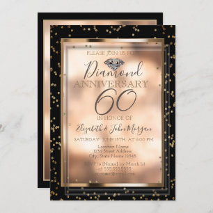 Invitation Elégant Diamants Chic, Anniversaire Mariage de cad