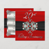 Élégant Diamants Rubies 20e anniversaire Mariage
