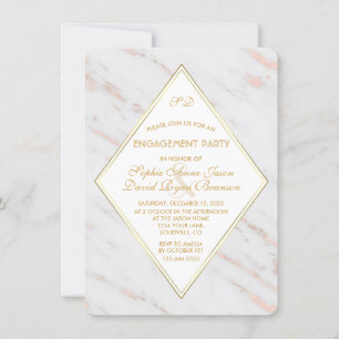 Invitation Élégant Diamond Rose Gold Marble Party