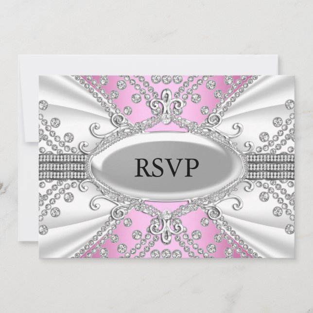 Invitation Élégant Diamond Rose RSVP (Devant)