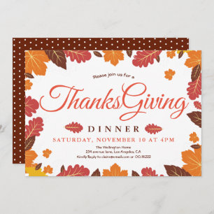 Invitation Élégant dîner d'action de grâces florales