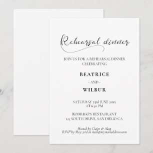 Invitation Elégant dîner de répétition de calligraphie romant