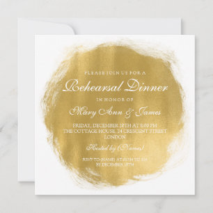 Invitation Élégant Dîner de répétition Gold Peinture Look