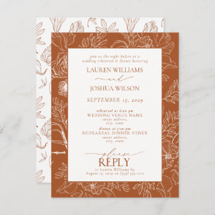 Invitation Élégant dîner de répétition Mariage Burnt Orange