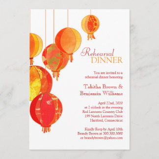 Invitation Élégant Dîner de répétition Mariage Lanterns Asiat