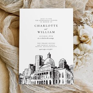 Invitation Élégant Dîner de répétition moderne Boston Sketch