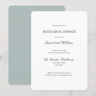 Invitation Élégant dîner de répétition Turquoise gris bleu In
