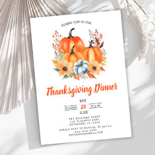 Invitation Élégant dîner de Thanksgiving Citrouille Invitatio