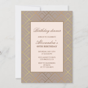 Invitation Élégant dîner doré marron vintage 69e anniversaire