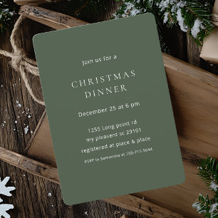 Invitation "Élégant dîner minimaliste de Noël vert