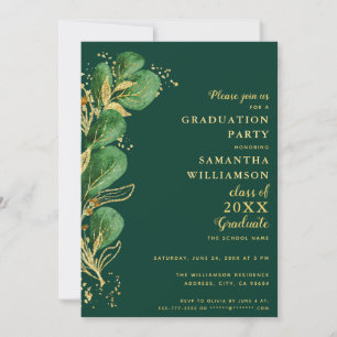 Invitation Élégant Diplôme de Promotion 2026 Eucalyptus Vert