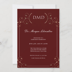Invitation Élégant DMD Gold Burgundy Graduation
