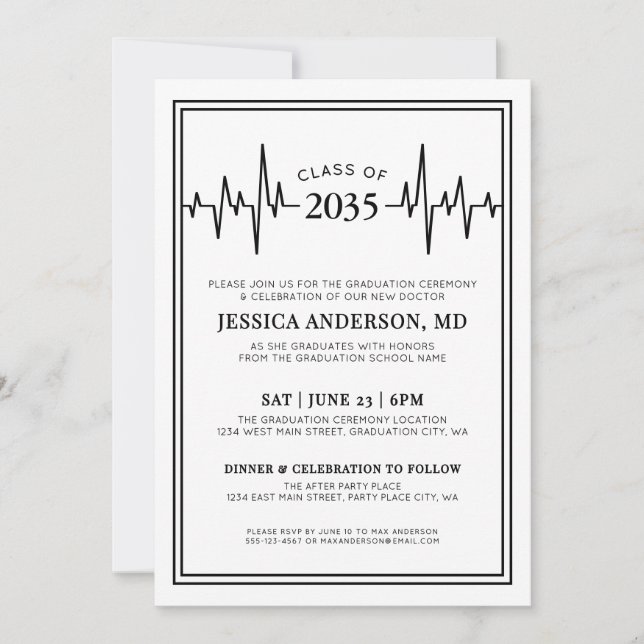 Invitation Elegant Doctor Medical Nursing School Graduation (Devant)