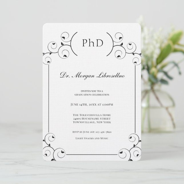 Invitation Élégant doctorat (Debout devant)