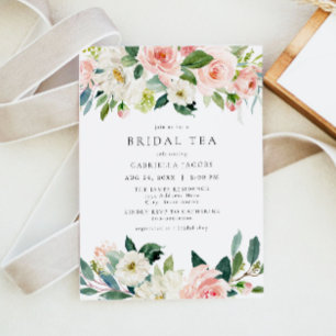 Invitation Elégant & Doux Blush Rose Floral Thé nuptial