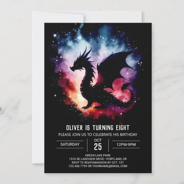 Invitation Elégant Dragon Birthday Custom (Devant)