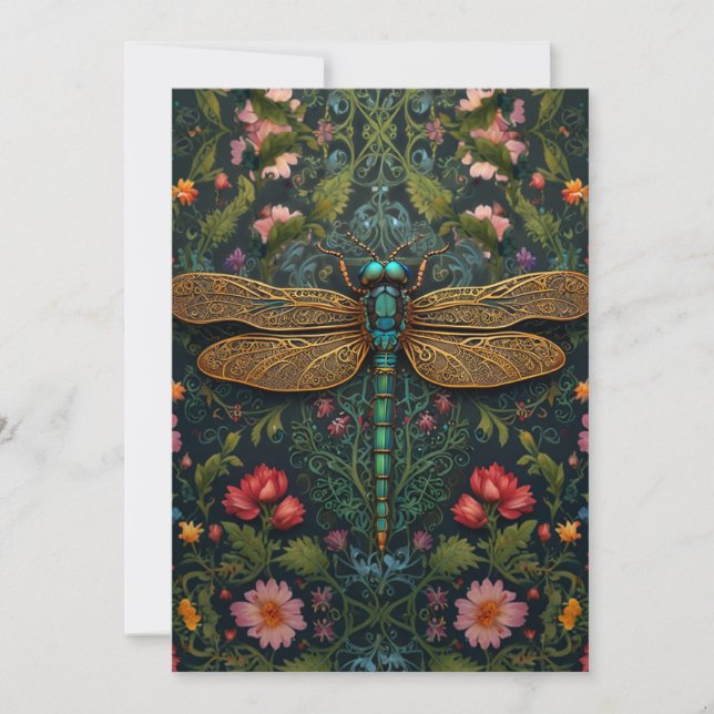 Invitation Élégant dragonfly botanique bohème vintage  (Devant)