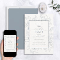 Elégant Dusty Blue 50e Anniversaire Floral Line Ar