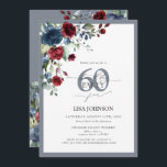 Invitation Elégant Dusty Blue & Burgundy Floral 60e anniversa<br><div class="desc">Dites bonjour à votre 60ème en style avec cette Elégante Dusty Blue & Burgundy Floral Script 60ème Anniversaire Invitation! Doté d'un bouquet exquis de fleurs bleues et bordeaux poussiéreuses et d'une végétation botanique, cette carte luxuriante donne le ton parfait pour votre fête spéciale. L'élégante calligraphie à lettres à la main...</div>