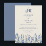 Invitation Élégant Dusty Blue Floral Mariage<br><div class="desc">Élégant faire-part de mariage simple floral monogrammed dispose d'un délicat dessin de fleur sauvage bleu texan avec un arrière - plan chaleureux et un beau support bleu poussiéreux.</div>