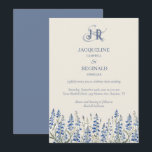 Invitation Élégant Dusty Blue Floral Mariage<br><div class="desc">Élégant faire-part de mariage simple floral monogrammed dispose d'un délicat dessin de fleur sauvage bleu texan avec un arrière - plan chaleureux et un beau support bleu poussiéreux.</div>