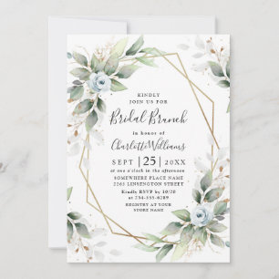 Invitation Elégant Dusty Blue Greenery Brunch nuptial