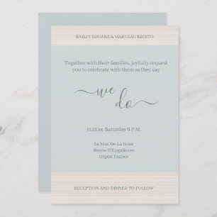 Invitation Elégant Dusty Blue Nous faisons WoodGrain Stripes 