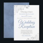 Invitation Elegant Dusty Blue & Silver Wedding Reception<br><div class="desc">These beautiful wedding reception invitations feature a simple yet elegant design with dusty blue script lettering and silver faux foil curls and swirls in the corners. The design is posh,  elegant and classy. Perfect way to invite your friends and family to join in your wedding celebration!</div>
