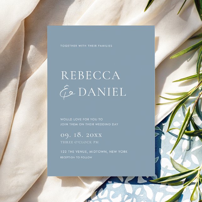 Invitation Elégant Dusty Blue Simple Mariage (Classic and elegant with a minimalist feel for your wedding celebration)