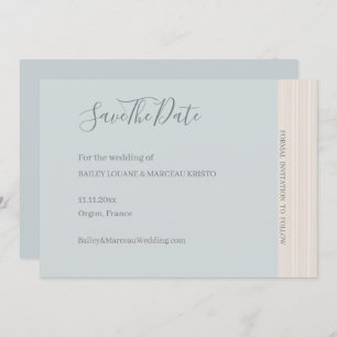 Invitation Elégant Dusty Blue WoodGrain Enregistrer La Date M