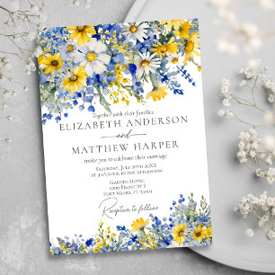 Invitation Elégant Dusty Fleur sauvage Jaune Boho Mariage