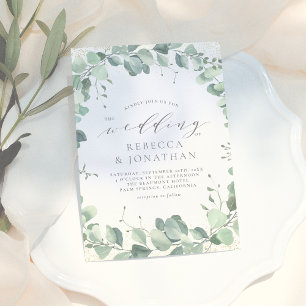 Invitation Elégant Dusty Green Eucalyptus Mariage de verdure