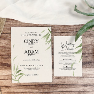 Invitation Elégant Dusty Greenery Mariage de feuillage