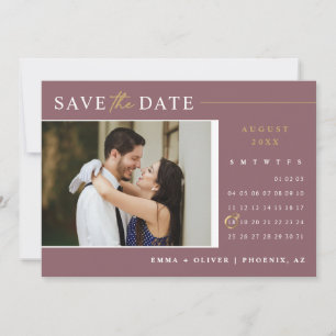 Invitation Elégant Dusty Purple Gold Enregistrer le calendrie
