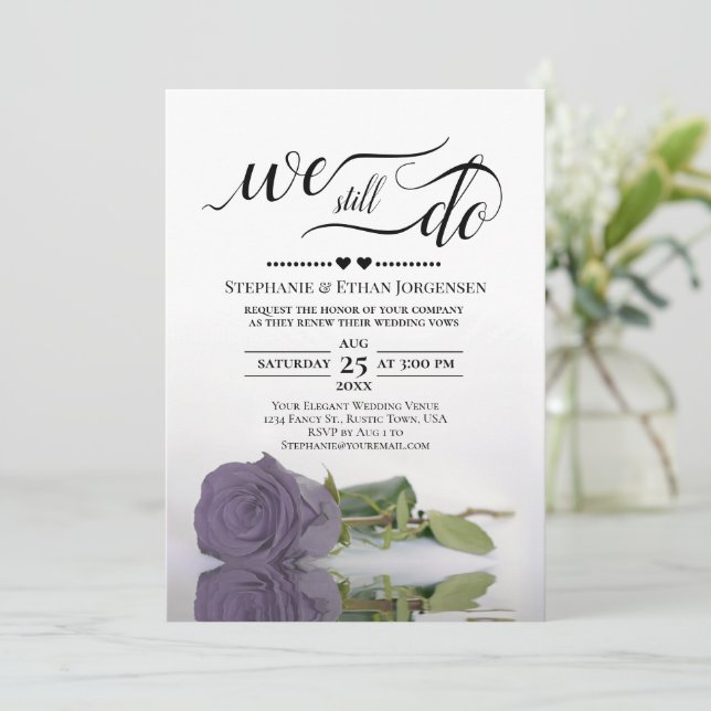Invitation Elégant Dusty Purple Rose Nous Faisons Encore Vow  (Debout devant)