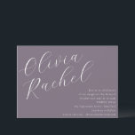 Invitation Élégant Dusty Purple Script Bat mitzvah minimal<br><div class="desc">Invitation vos invités dans le style avec cette invitation Bat mitzvah contemporaine, avec une composition horizontale minimaliste et une calligraphie de script élégante en blanc sur un arrière - plan Dusty Purple. Le design épuré et moderne respire le raffinement tout en conservant un ton chaleureux et accueillant. Parfait pour célébrer...</div>