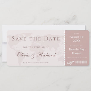 Invitation Elegant Dusty Rose Boarding Pass Enregistrer la da