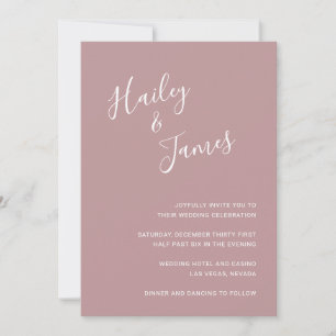 Invitation Elégant Dusty Rose Mariage moderne