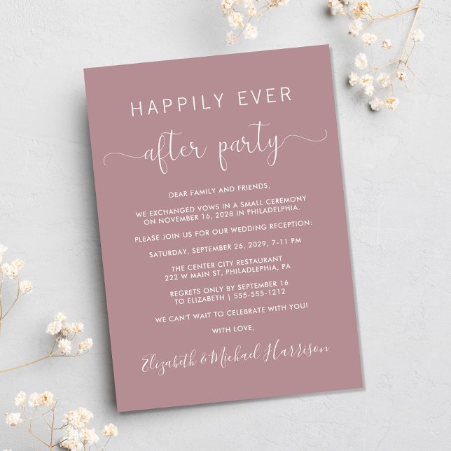 Invitation Elégant Dusty Rose Photo Réception de mariage (Your love story deserves a grand celebration!)